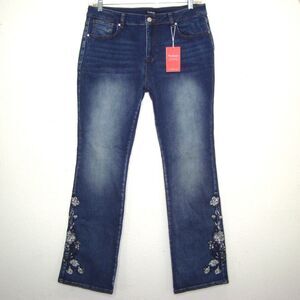 NWT FLAMINGO Womens Embroidered Cotton Blend Stretch Jeans Size 2XL Waist 34 in